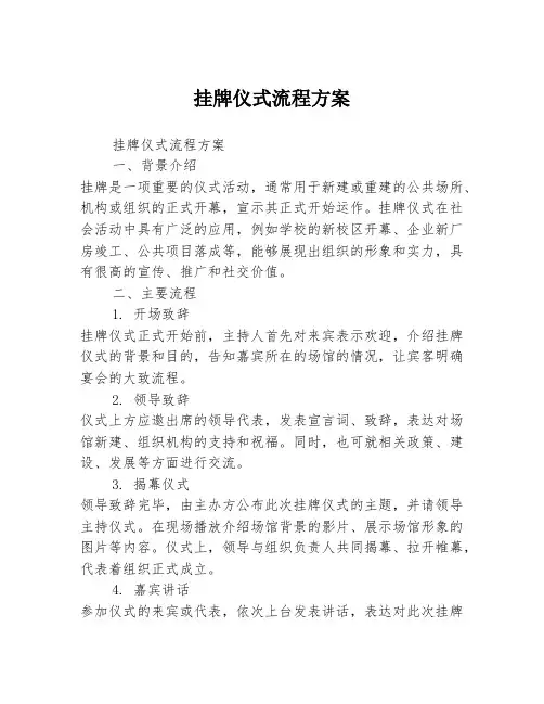 挂牌仪式流程方案