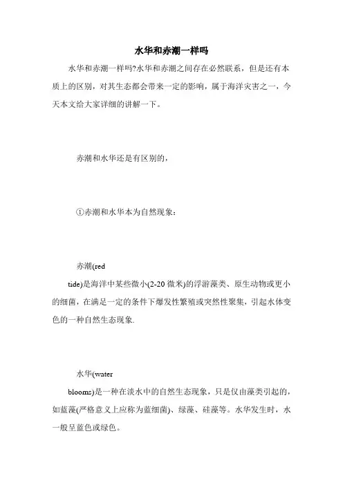 水华和赤潮一样吗