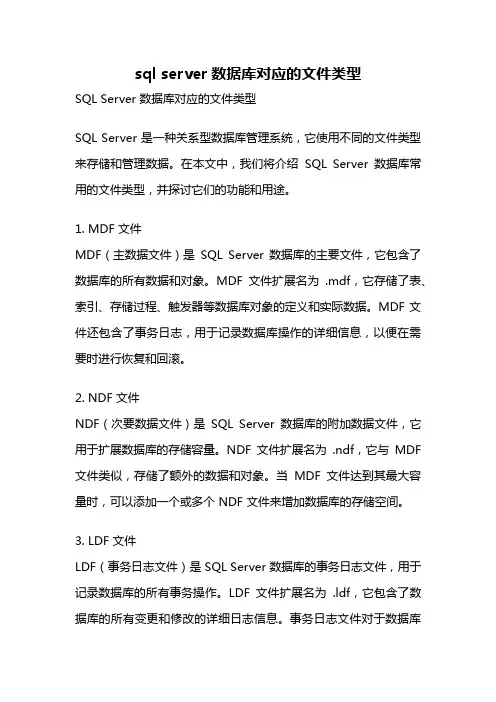 sql server数据库对应的文件类型