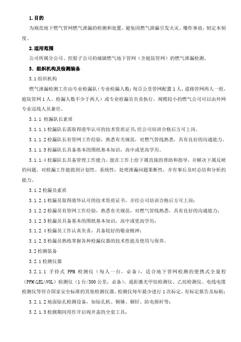 燃气泄漏检测管理规定