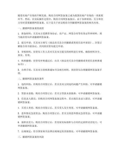 西安购房合同撤销网签备案