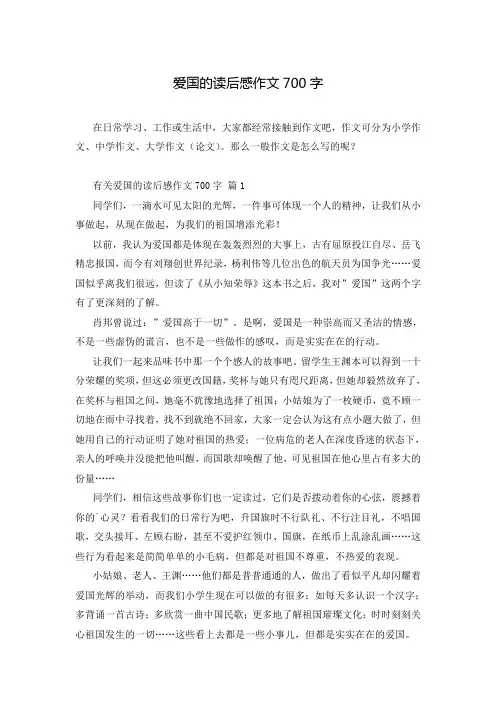 爱国的读后感作文700字_5