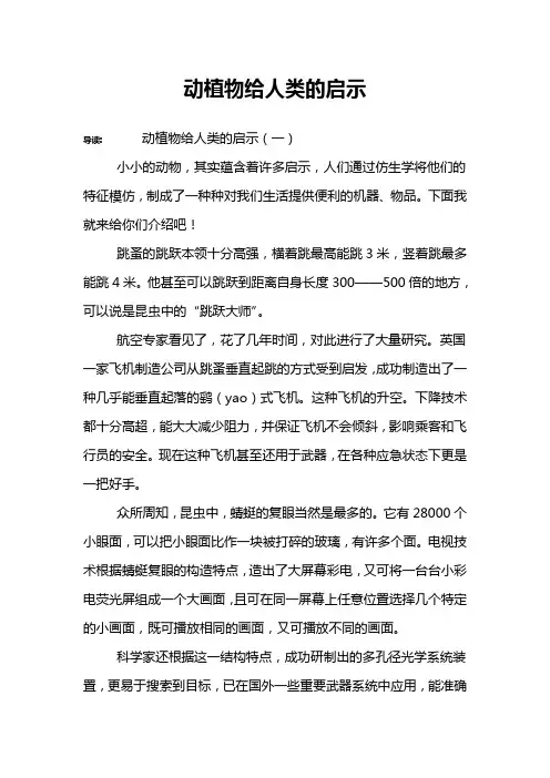 动植物给人类的启示