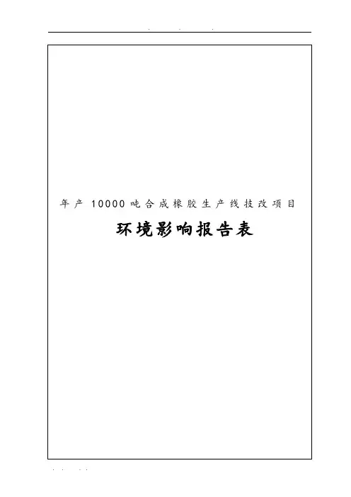 年产10000吨合成橡胶生产线技改项目环境影响报告表