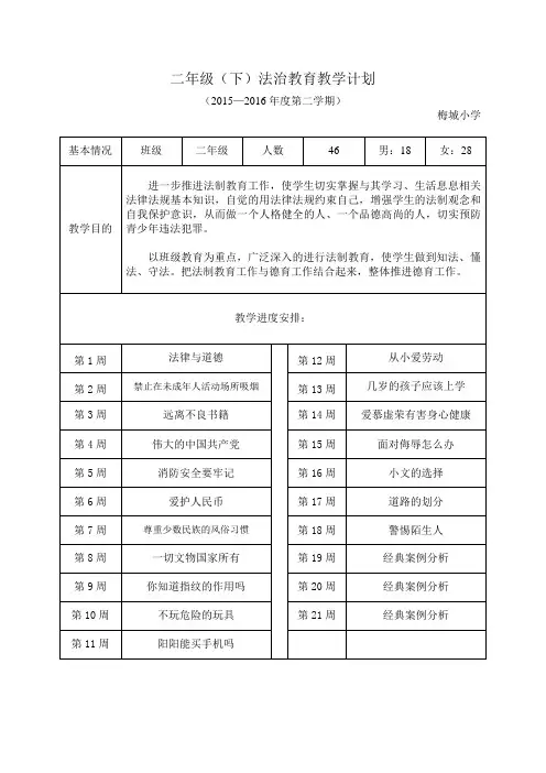 二年级下法制教育