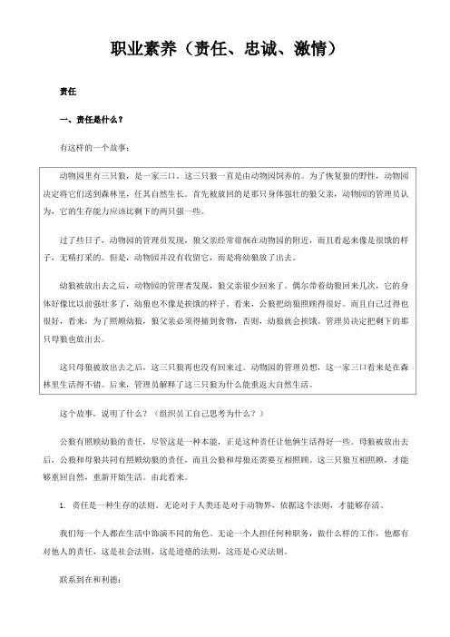 职业素养(责任、忠诚、激情)