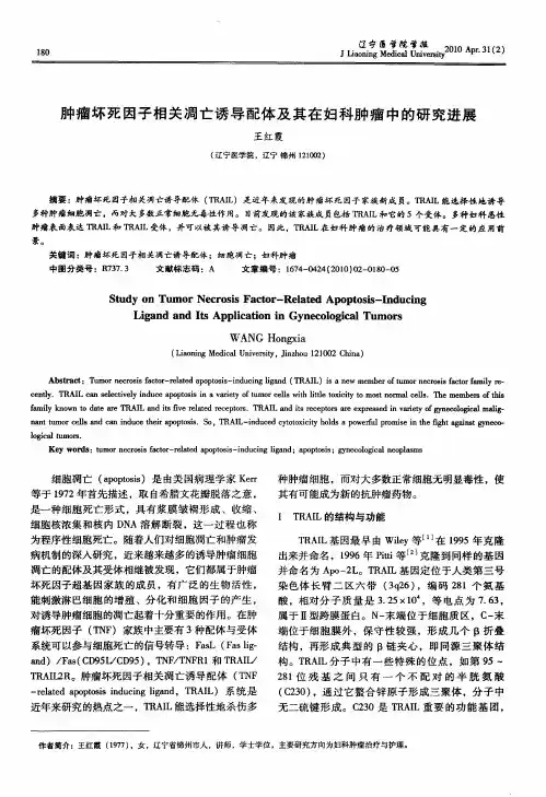 肿瘤坏死因子相关凋亡诱导配体及其在妇科肿瘤中的研究进展