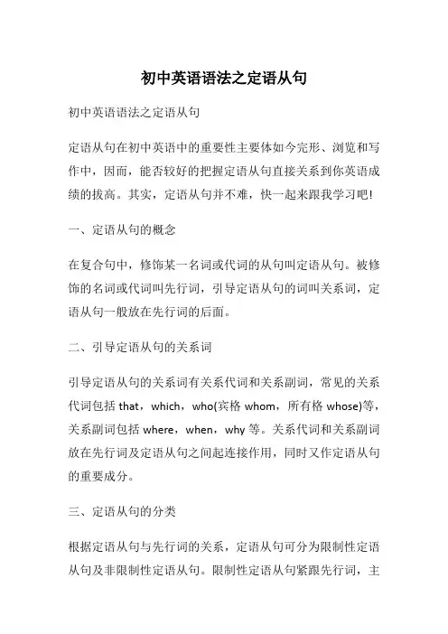 初中英语语法之定语从句