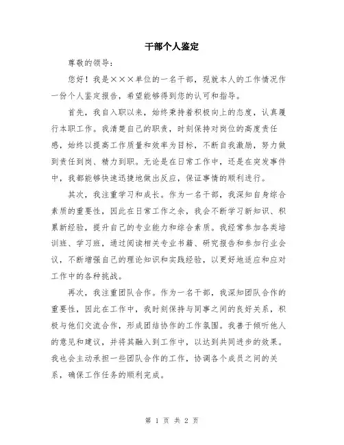 干部个人鉴定