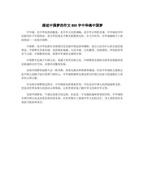描述中国梦的作文800字中华魂中国梦