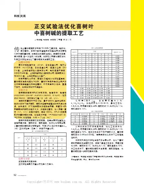 正交试验法优化喜树叶中喜树碱的提取工艺