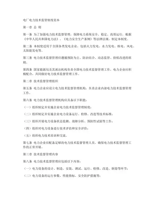 电厂电力技术监管制度范本
