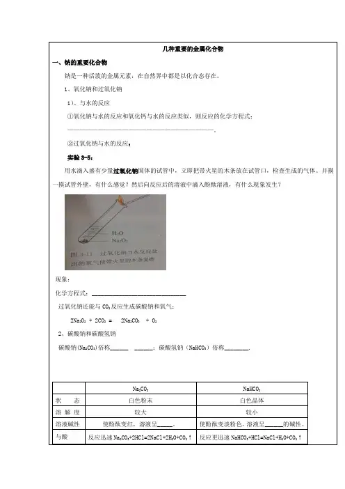 几种重要的金属化合物(教案)