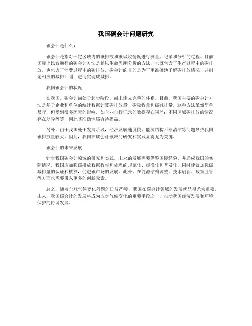 我国碳会计问题研究