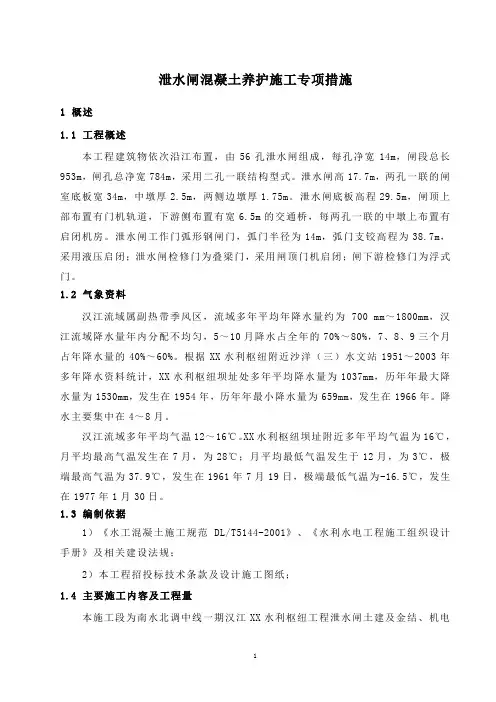 泄水闸混凝土养护施工专项措施(夏季汉江流域)