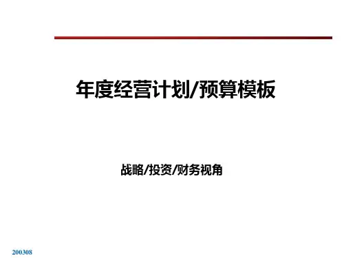 集团财务部经营计划预算模版