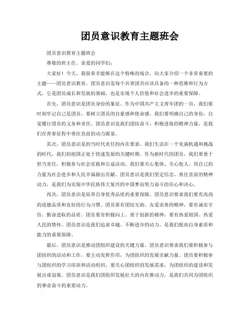 团员意识教育主题班会