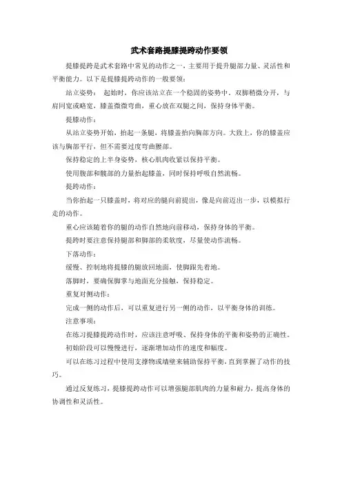 武术套路提膝提跨动作要领