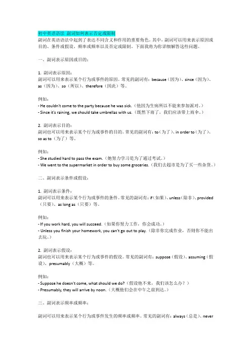 初中英语语法 副词如何表示否定或限制