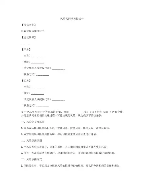 风险共同承担协议书