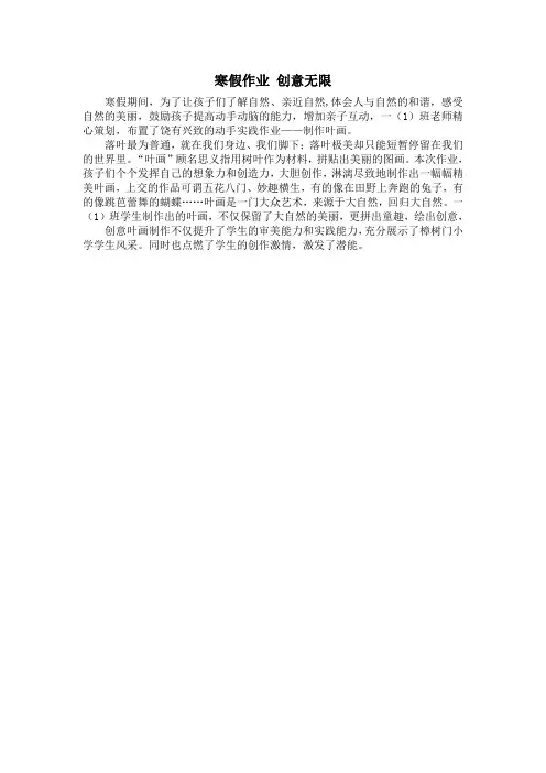 寒假作业 创意无限