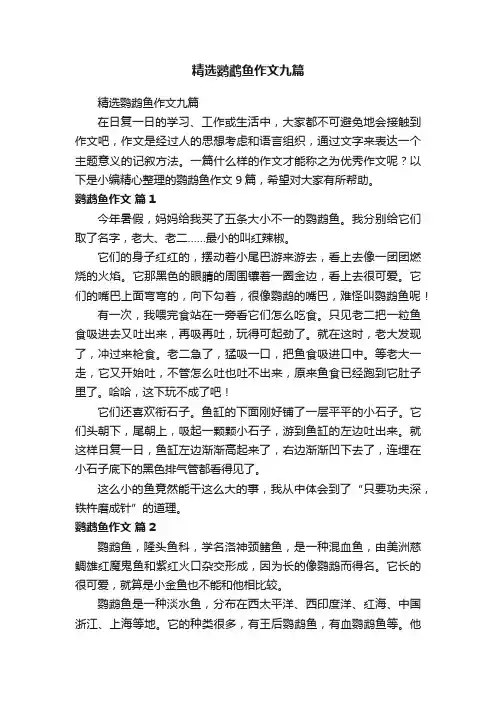 精选鹦鹉鱼作文九篇