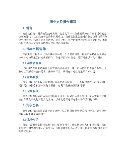 商业定位报告撰写