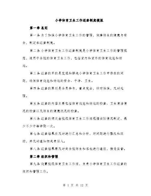 小学体育卫生工作巡查制度模版（三篇）