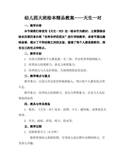 幼儿园大班绘本精品教案——天生一对