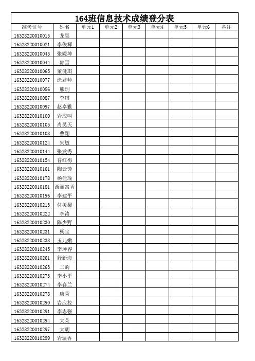 信息技术成绩登分表