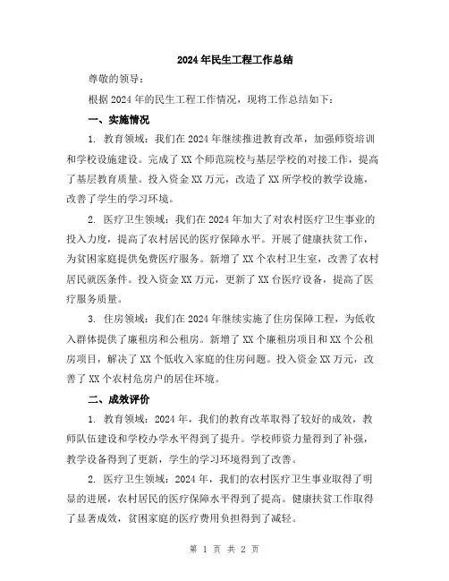 2024年民生工程工作总结