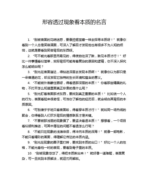 形容透过现象看本质的名言