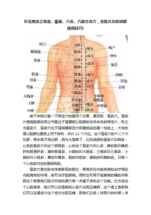 针灸绝技之背俞、腹募、八会、八脉交会穴，张胜兵为你讲解使用技巧!