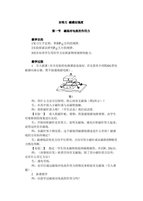 高二物理教案磁场-安培力 磁感应强度.