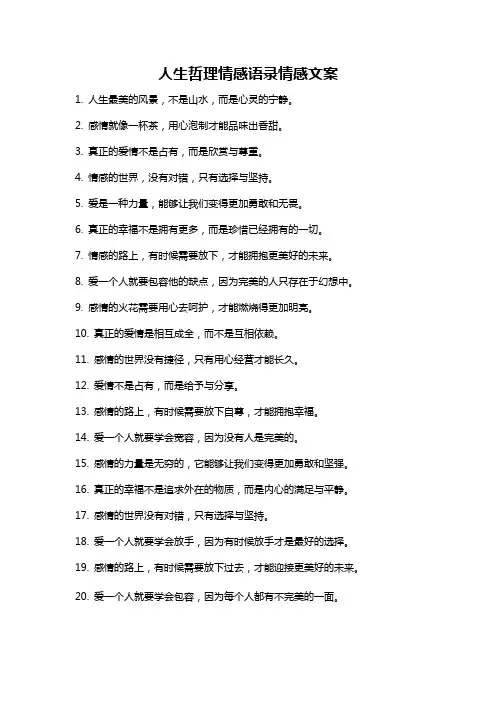 人生哲理情感语录情感文案