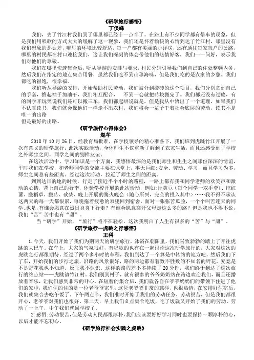 2018研学旅行总结