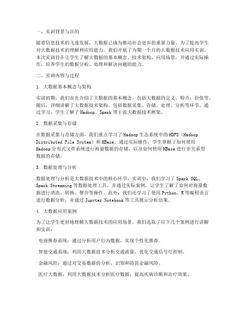 大数据计术应用实训报告