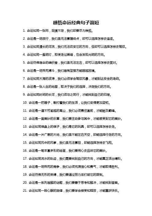 感悟命运经典句子简短