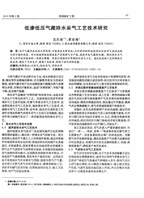 低渗低压气藏排水采气工艺技术研究