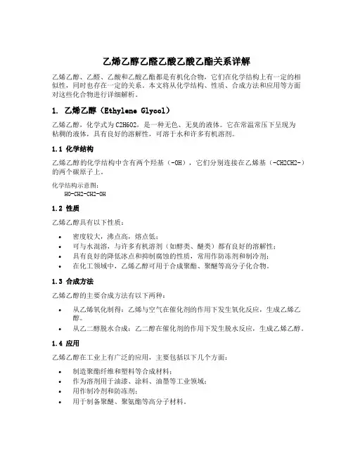 乙烯乙醇乙醛乙酸乙酸乙酯关系表