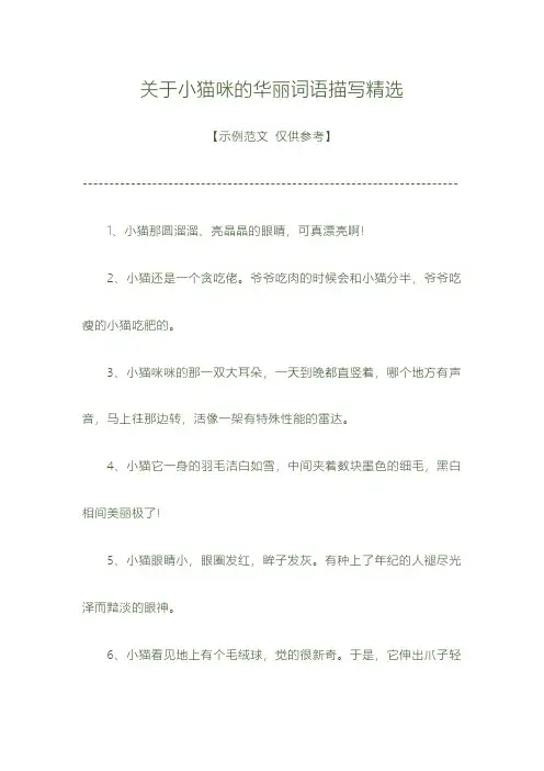 二年级写话关于小猫咪的华丽词语