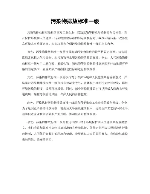 污染物排放标准一级