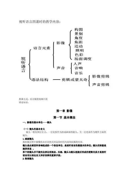 艺考编导视听语言四课时的教学内容