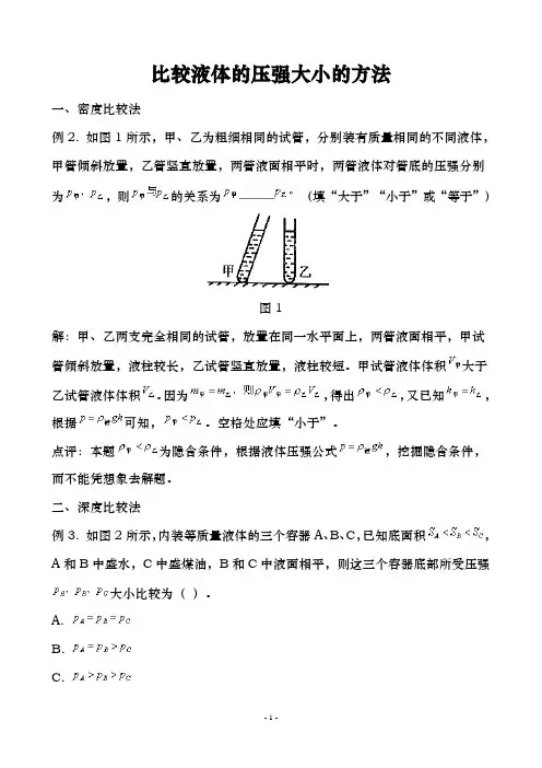 比较液体的压强大小