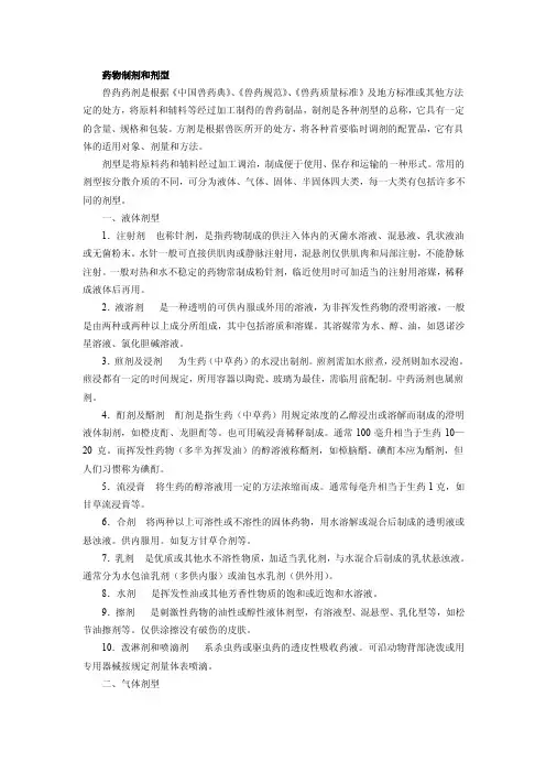 兽药基本常识