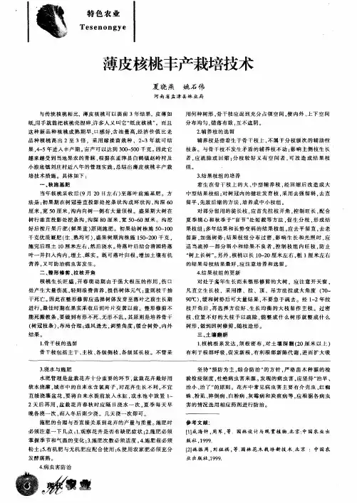 薄皮核桃丰产栽培技术