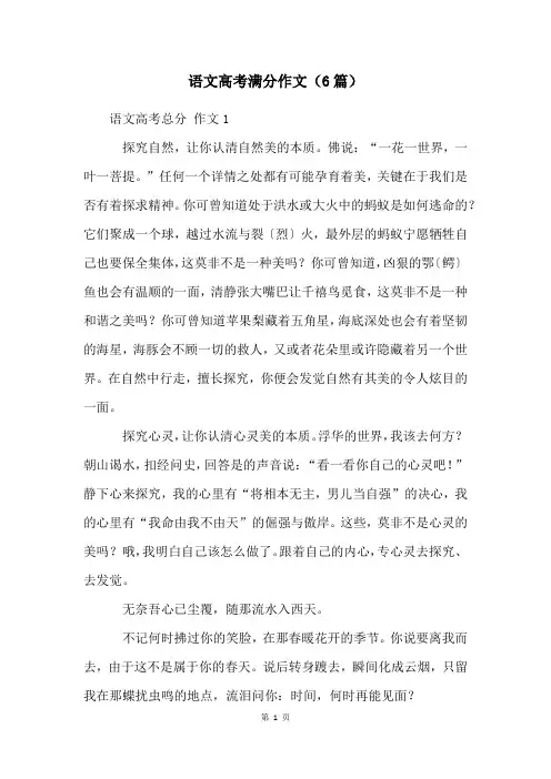 语文高考满分作文(6篇)