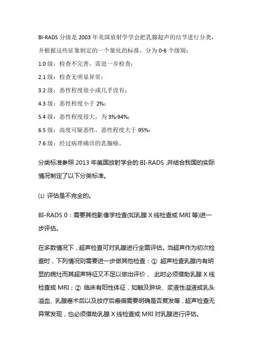 birads分级标准