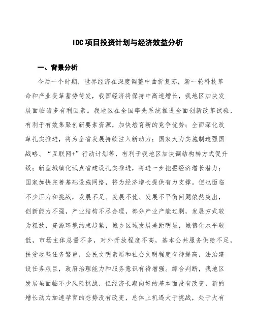 IDC项目投资计划与经济效益分析