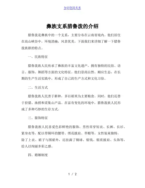 彝族支系腊鲁泼的介绍